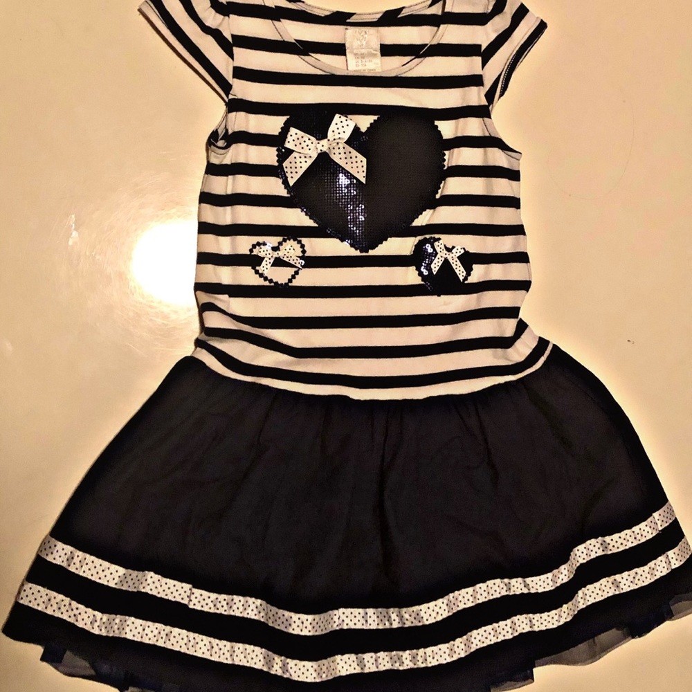 Girl blue white dress